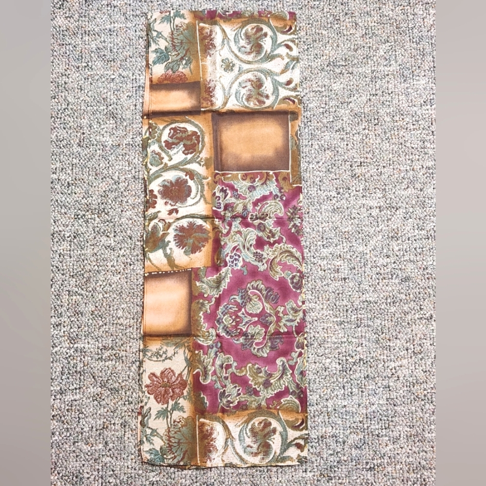 Bloomingdale's Floral Tapestry Pattern Silk Oblong Scarf